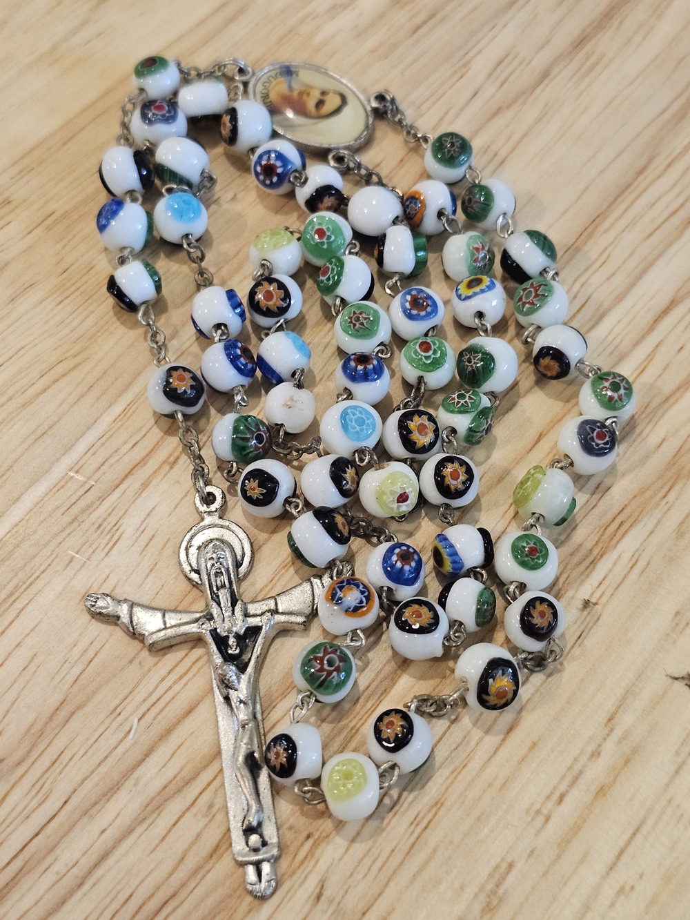 Catholic Medjugorje Pilgrimage Rosary – Colorful Millefiori Glass